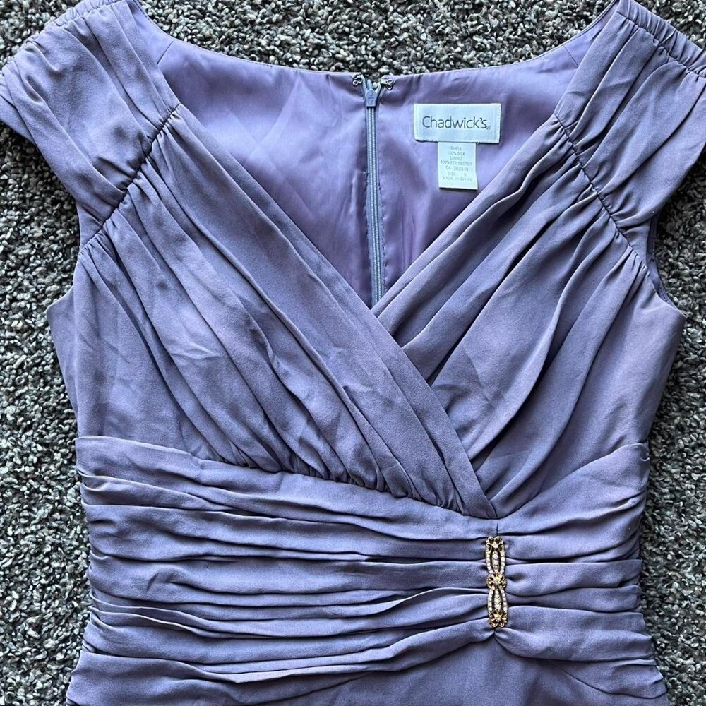 Vintage Lavender Purple Chadwicks 100% Silk 8 Maxi Prom Dress Eveningwear Formal - Picture 2 of 8